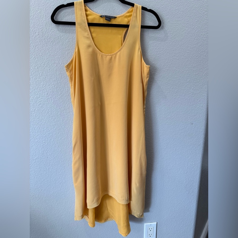 100% Silk High-Low Racerback Dress Yellow Size 6 Spring 2014 Flowing Layered - Picture 7 of 11